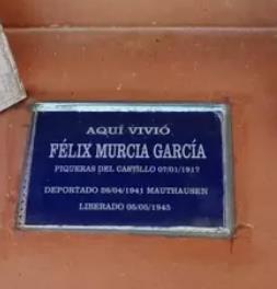 Placa homenaje al deportado Félix Murcia García